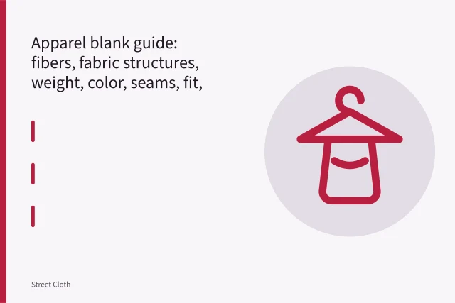 Apparel blank fabric swatches showing jersey, interlock, rib and twill knit structures. Apparel blank guide: fibers, fabric structures, weight, color, seams, fit, and print behavior