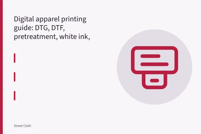 Heat press bonding a DTF transfer film onto a garment. Digital apparel printing guide: DTG, DTF, pretreatment, white ink, transfer, cure, and maintenance