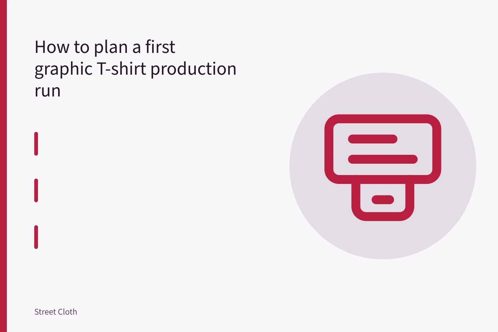 Graphic T-shirt on a screen printing press platen with mesh screen lowered. How to plan a first graphic T-shirt production run